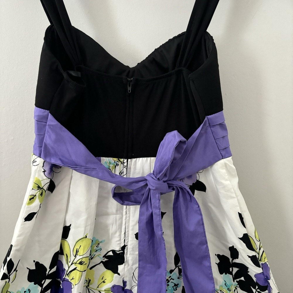 Y2K A Beyer Babydoll Dress 7 Black Purple Fit Flare Tie Back Whimsy Retro Fairy - Picture 5 of 7